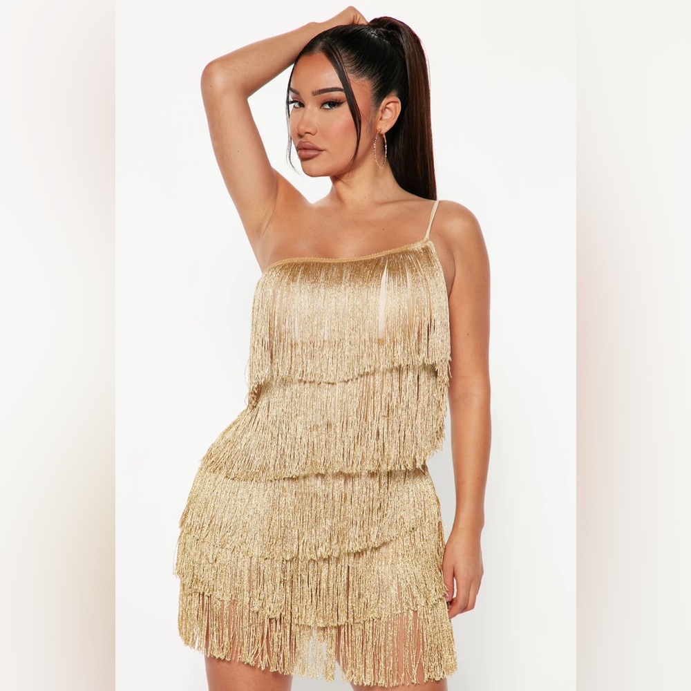 Fringe tiered one shoulder mini dress nwot Taylor eras